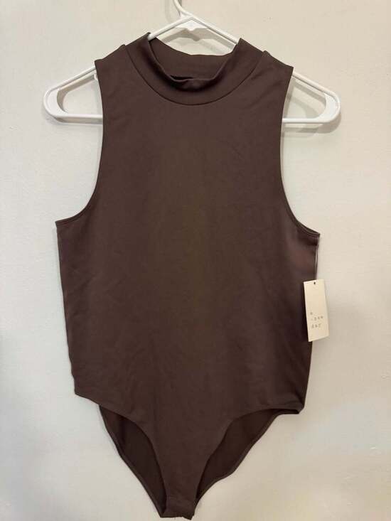 A New Day Tops - A New Day Women's Mock Neck Sleeveless Bodysuit - Brown XL